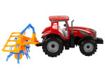 Mamido Traktor s třecím pohonem a se shrnovačem sena červený
