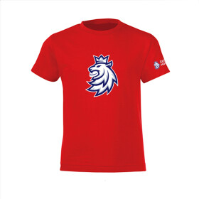 STŘÍDA SPORT Dětské tričko logo lev Český Hokej červené Velikost: Dětské S (3-4 roky)
