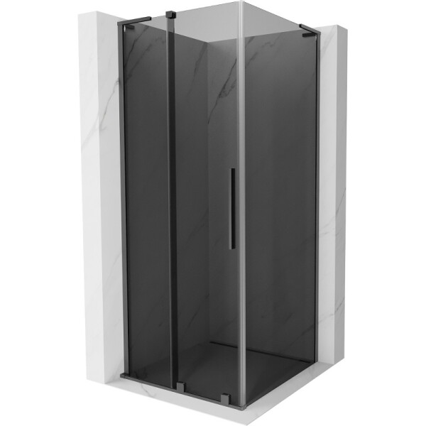 MEXEN/S - Velar L sprchový kout, posuvné dveře 90 x 90, grafit, grafit metal 871-090-090-43-95