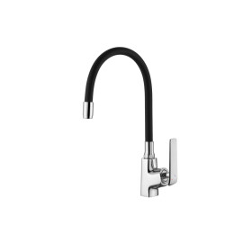 INVENA - Dřezová baterie Ligaria s elastickým výtokem, chrom/černá BZ-39-008-L