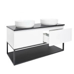 Koupelnová skříňka s žulovou krycí deskou SAT B-Way 119x30x45 cm bílá lesk BWAY120WZUBF BWAY120WZUBF