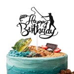 Cesil Cesil Zápich do dortu černý Happy Birthday rybář