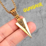 Pánský ocelový náhrdelník Ódinovo kopí GUNGNIR Gold, Zlatá 60 cm