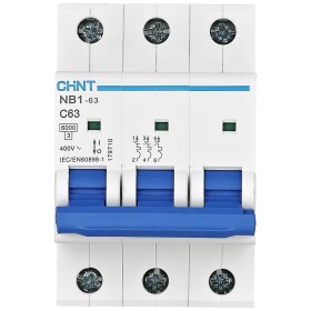 Chint 179708 NB1-63 3P C50 6kA DB elektrický jistič 3pólový 50 A 240 V, 415 V