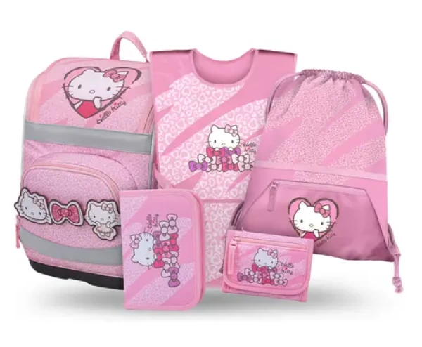 BAAGL SET 5 Zippy Plus Hello Kitty Sweet Leopard / Školní set / aktovka / penál / sáček / zástěra / peněženka