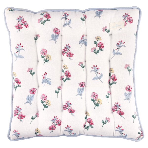 GREEN GATE Sedák na židli Portia White 40 x 40 cm, modrá barva, multi barva, textil