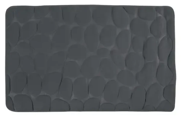 MSV PEBBLES koupelnová předložka 40 x 60 cm tmavě šedá / polyester, PU pěna / protiskluzová