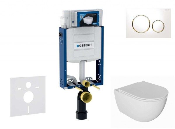 GEBERIT - Kombifix Set předstěnové instalace, klozetu Oudee a sedátka softclose, tlačítko Sigma20, bílá/pozlacená SANI15CA3122