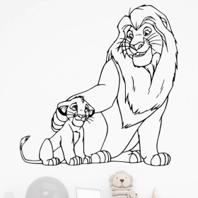 Samolepka Mufasa a Simba Lví král Barva: černá, Velikost: 80 x 81 cm
