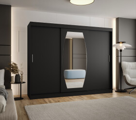 Šatní skříň Abi Rossa Rozměry: 250 cm, Barva korpusu + barva dveří: Černá + Černá