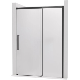 CERANO - Sprchové posuvné dveře Lantono - pravá - 8 mm - Soft-Close - černá matná, mléčné sklo - 160x195 CER-663169