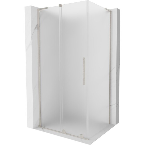 MEXEN/S - Velar L sprchový kout, posuvné dveře 100 x 110, dekor, nikl kartáčovaný 871-100-110-33-97