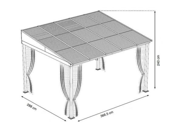 Sojag Portland nástěnná pergola 10x12 288x367x240 cm antracit