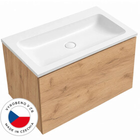 CERANO - Koupelnová skříňka Adele - dub zlatý Craft + umyvadlo z lit. mramoru Amati - bílá matná - 100,8x41,5x46,8 CER-035618