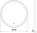 MEXEN - Esso zrcadlo s osvětlením 70 cm, LED 6000K zlatý rám 9825-070-070-611-50