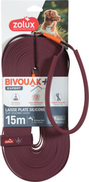 Zolux Vodítko stopovací BIVOUAK ploché silikonové 15mm/15m červené
