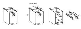 Spodní skříňka Stilo 50 D 1F 1S BB - Premium Box Barva korpusu: Bílá, Barva dvířek: Clay Grey