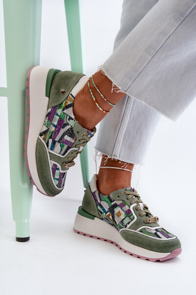 Dámské kožené tenisky na platformě Maciejka 06390-09 seledýnové 36