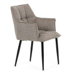 Židle jídelní, hnědá vodoodpudivá látka, černý matný lak, kovové nohy