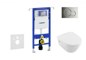 GEBERIT - Duofix Modul pro závěsné WC s tlačítkem Sigma01, lesklý chrom + Villeroy Boch - WC a sedátko, DirectFlush, SoftClose, CeramicPlus 111.355.00.5 NB2