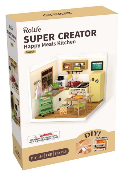 3D Dřevěná skládačka: Miniatura domečku - Kuchyňka Happy Meals