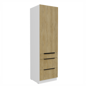 Vysoká potravinová skříňka Cremona 60 DKS-210 3S 1F - Premium Box Barva korpusu: Bílá, Barva dvířek: Dub Cremona