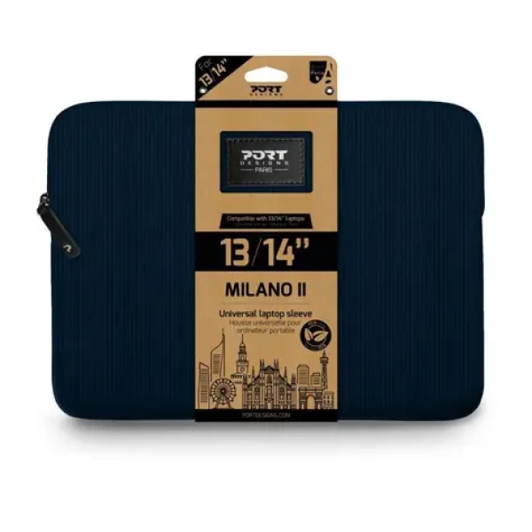 Port Designs Milano II Eco Sleeve modrá / Pouzdro na notebook / 13/14" / Manšestr / Eco (140721)