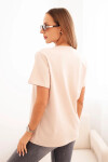 Dámská bavlněná blůza s výstřihem do V a krátkým rukávem béžová UNI