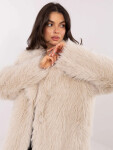 Světle béžový dlouhý dámský kabát z umělé kožešiny Goodlookin (G230132) odstíny béžové uni velikost