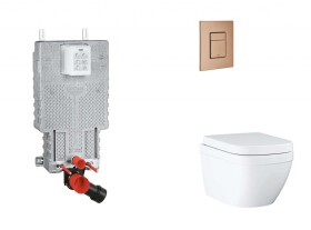 GROHE - Uniset Set předstěnové instalace, klozetu, sedátka SoftClose a tlačítka Skate Cosmopolitan, Triple Vortex, kartáčovaný Warm Sunset SANI15BB4108
