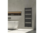 CERANO - Koupelnový radiátorový set Vincenzo - kombinované výtápění, termo tyč - středové připojení 50 mm - 600W - černá matná - 1700x600 mm CER-663511