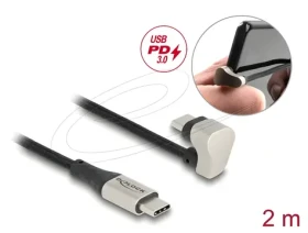 Delock USB-C (M) - USB-C (M) 180° zahnutý / Kabel / USB 2.0 / 2 m / PD 60W (88160)