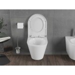 MEXEN/S - Rico Závěsná WC mísa Rimless Tornado včetně sedátka s slow, duroplast, bílá lesk 30720200T