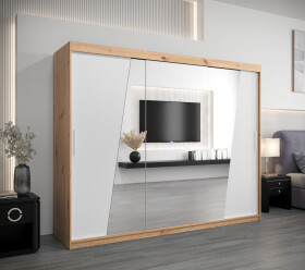 Šatní skříň Abi R0 Barva korpusu: Dub artisan, Rozměry: 250 cm, Dveře: Bílá