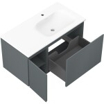 MEXEN/S - Orio koupelnová skříňka 90 cm s umyvadlem Vela pravá, 1S, 1D, grafit mat/bílá mat 91A13-09047-3-BBFF66-W23P01