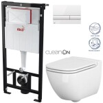 ALCADRAIN Sádromodul - předstěnový instalační systém s bílým tlačítkem M1710 + WC CERSANIT CLEANON CASPIA + SEDÁTKO AM101/1120 M1710 CP1