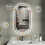 Erga Lyra, oválné LED zrcadlo 50x90cm, 3 barvy světla, přední a zadní osvětlení, vyhřívací podložka proti zapaření, ERG-V01-LYRA-5090-CL