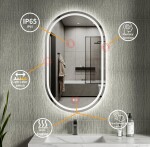 Erga Lyra, oválné LED zrcadlo 60x100cm, 3 barvy světla, přední a zadní osvětlení, vyhřívací podložka proti zapaření, ERG-V01-Lyra-6010-CL ERG-V01-LYRA-6010-CL