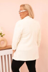 Dámská blazer z viskózy Plus Size s dlouhým rukávem a límcem ecru UNI