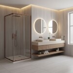 REA - Sprchový kout City 90x90 Brush Copper Bez sprchové vaničky REA-K6984