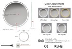 Erga Carla, kulaté LED zrcadlo 90cm, 2070 lm, 3 barvy světla, ERG-V01-208-9090