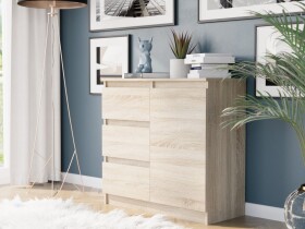 DumDekorace Komoda R-80-S3 se zásuvkami 80 cm - různé barevné varianty sonoma