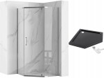 REA/S - Sprchový kout AXIN 90x90 - chrom + sprchová vanička Diamond, černá KPL-K1779