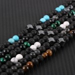 Pánský náhrdelník Alberto - lávový kámen, tygří oko, hematit, Černá 60 cm