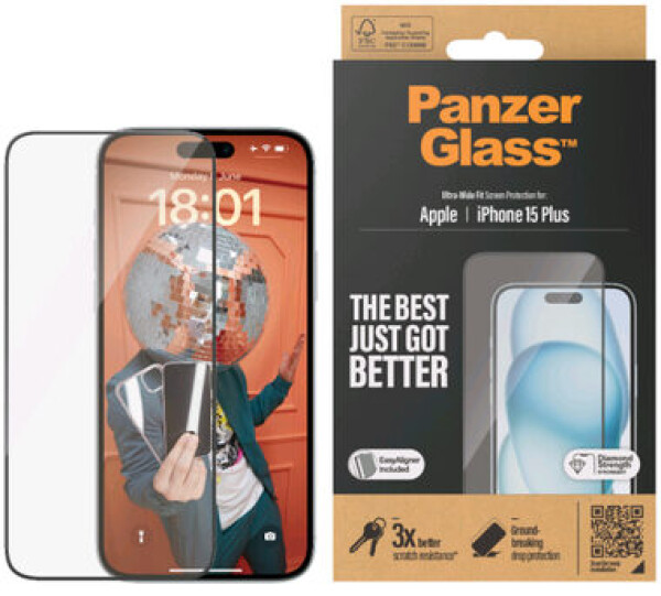 PanzerGlass UWF Ochranné sklo pro Apple iPhone 15 Plus / Instalační set (2811)