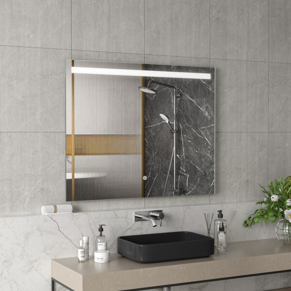 Erga Scarlet, obdélníkové LED zrcadlo 100x80cm, 690 lm, 3 barvy světla, přední osvětlení, ERG-V01-128-1080-00