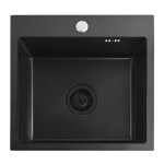 REA - Ocelový dřez Leo 40 Black s kuchyňskou baterií KPL-96002