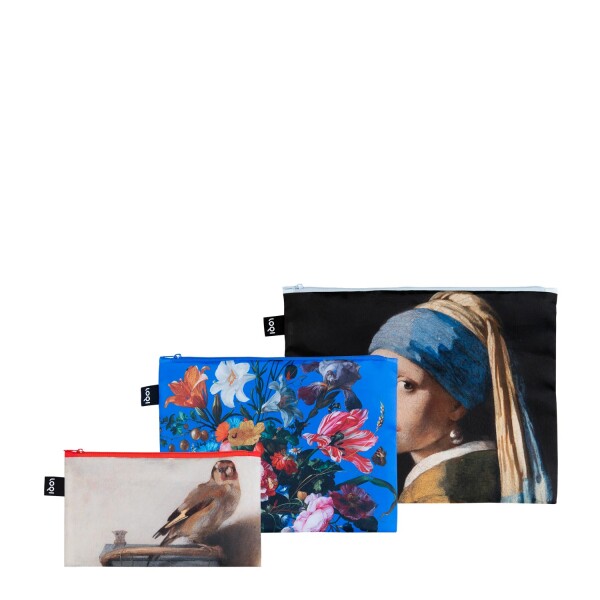 Taštičky na zip 3 ks LOQI MAURITSHUIS Vermeer, de Heem, Fabritius