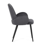 Židle jidelní, šedá látka, černá kovová noha