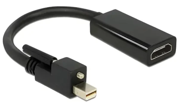 DeLock mini DisplayPort 1.2 (M) se šroubky - HDMI (F) černá / Adaptér / aktivní / 4K (62640)